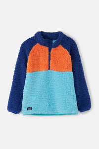 Little Lighthouse Boy's Caden Fleece - Navy Blue Orange
