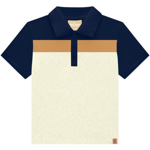 Milon Boy's Polo Shirt 2000175 Block Colours Navy Fawn Grey