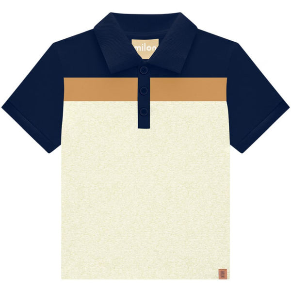 Milon Boy's Polo Shirt 2000175 Block Colours Navy Fawn Grey