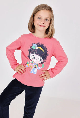 Boboli Girl's Cotton Printed T-shirt Pink 292081-3914