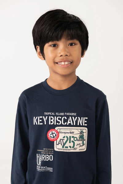 Boboli Boy's Long Sleeved TShirt 502096 Navy Tropical Island