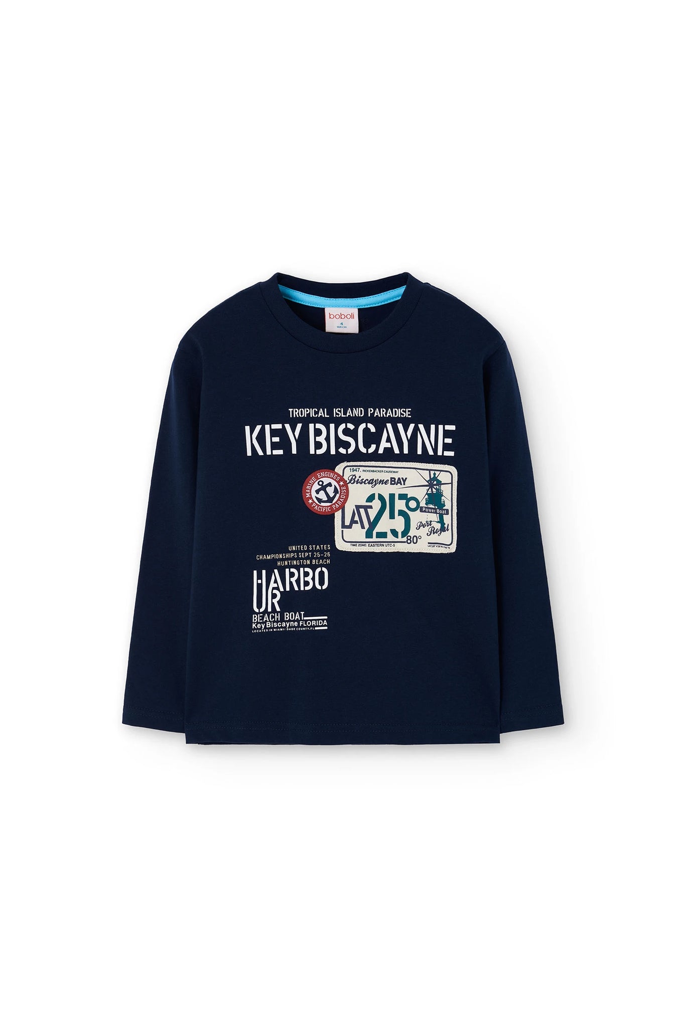 Boboli Boy's Long Sleeved TShirt 502096 Navy Tropical Island