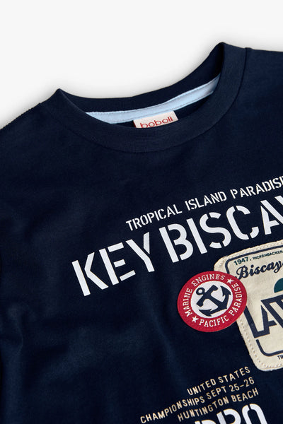 Boboli Boy's Long Sleeved TShirt 502096 Navy Tropical Island