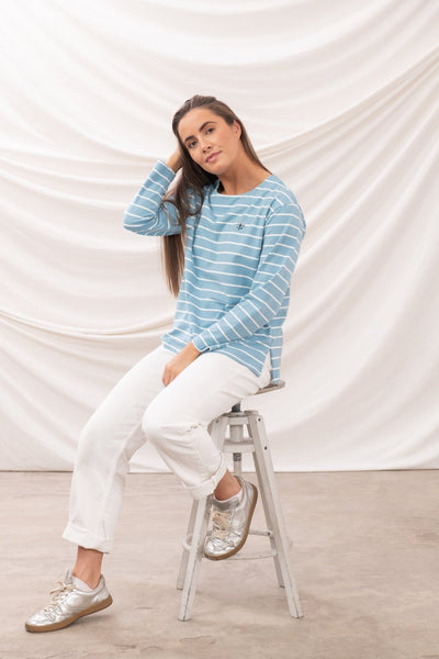 Lighthouse Ladies Causeway Breton Top - Marine Blue Stripe