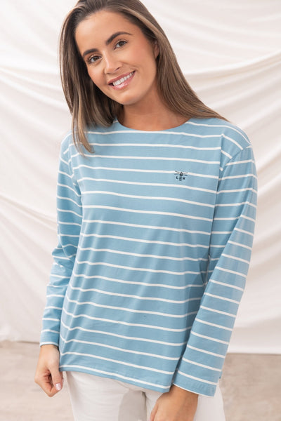 Lighthouse Ladies Causeway Breton Top - Marine Blue Stripe