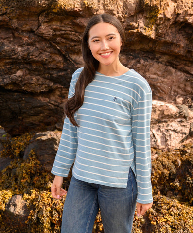 Lighthouse Ladies Causeway Breton Top - Marine Blue Stripe