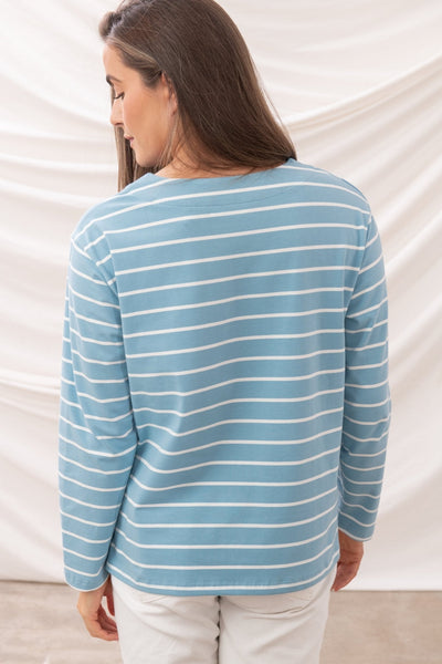 Lighthouse Ladies Causeway Breton Top - Marine Blue Stripe