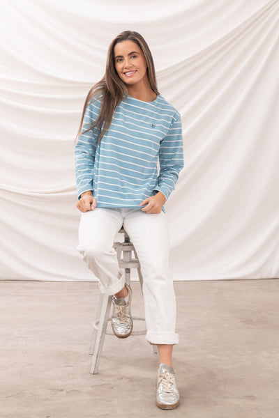 Lighthouse Ladies Causeway Breton Top - Marine Blue Stripe