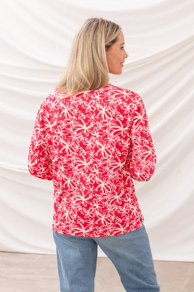 Lighthouse Ladies Causeway Breton Top - Raspberry Floral