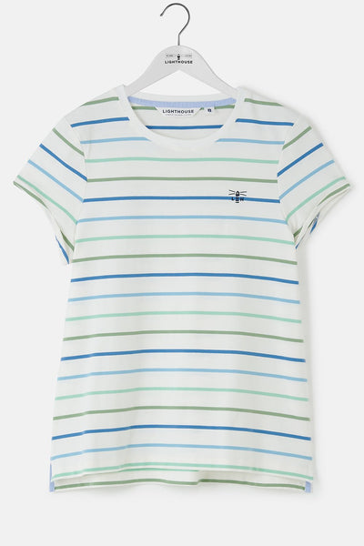 Lighthouse Ladies Causeway Tee - Blue Sage Stripe