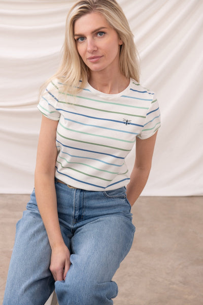 Lighthouse Ladies Causeway Tee - Blue Sage Stripe