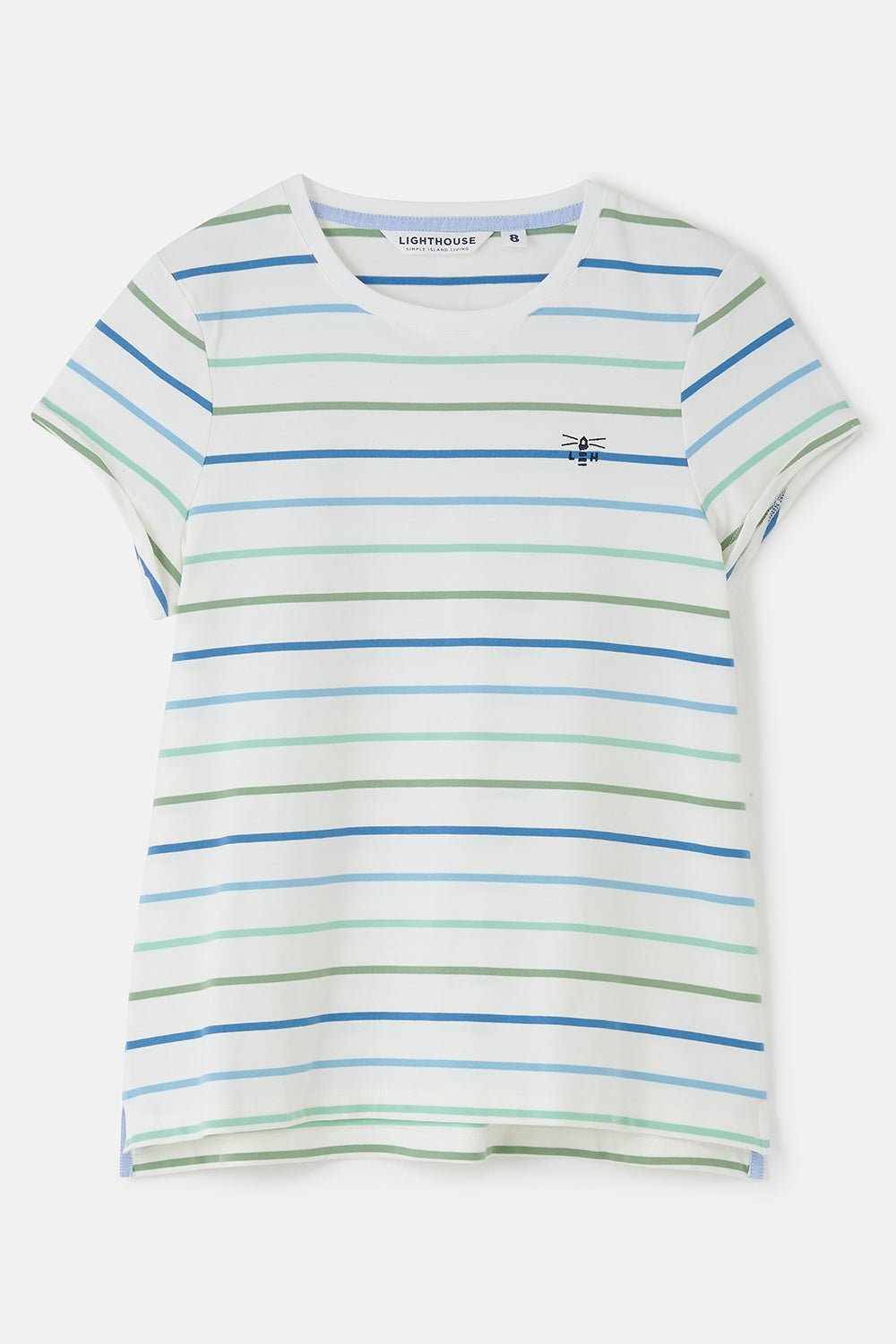 Lighthouse Ladies Causeway Tee - Blue Sage Stripe