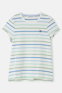 Lighthouse Ladies Causeway Tee - Blue Sage Stripe
