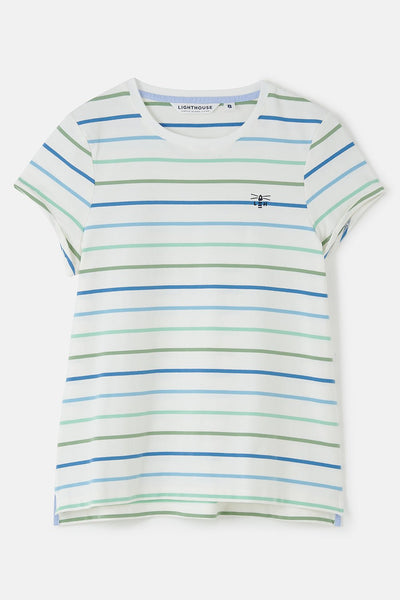 Lighthouse Ladies Causeway Tee - Blue Sage Stripe