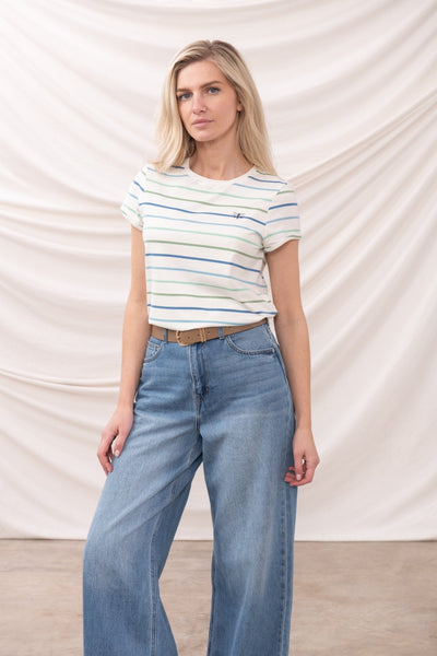 Lighthouse Ladies Causeway Tee - Blue Sage Stripe