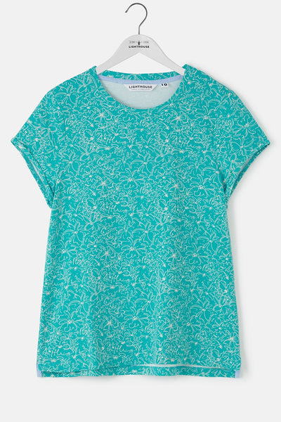 Lighthouse Ladies Causeway Tee - Soft Teal Floral