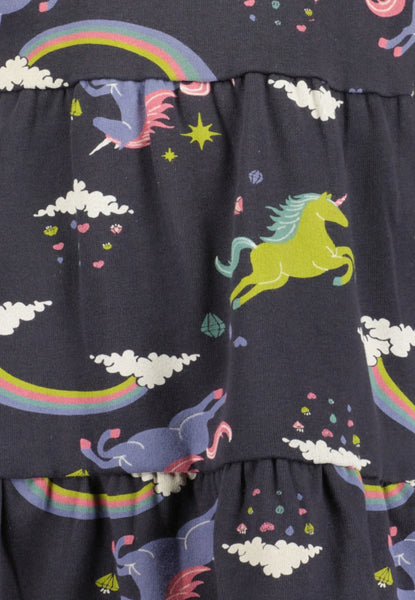 Blue Seven Girls'  Casual Dress Unicorn Rainbow Print 773729-9850 Dark Grey