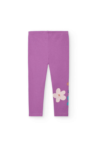 Boboli Long Sleeve TShirt+Leggings Set Lilac Flower Motif