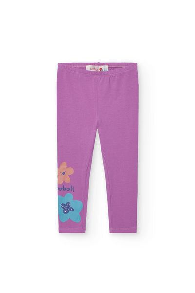 Boboli Long Sleeve TShirt+Leggings Set Lilac Flower Motif