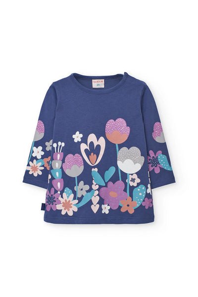 Boboli Long Sleeve TShirt+Leggings Set Lilac Flower Motif