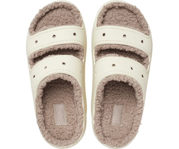Fur Lined  Adult Crocs Sandal BONE MUSHROOM