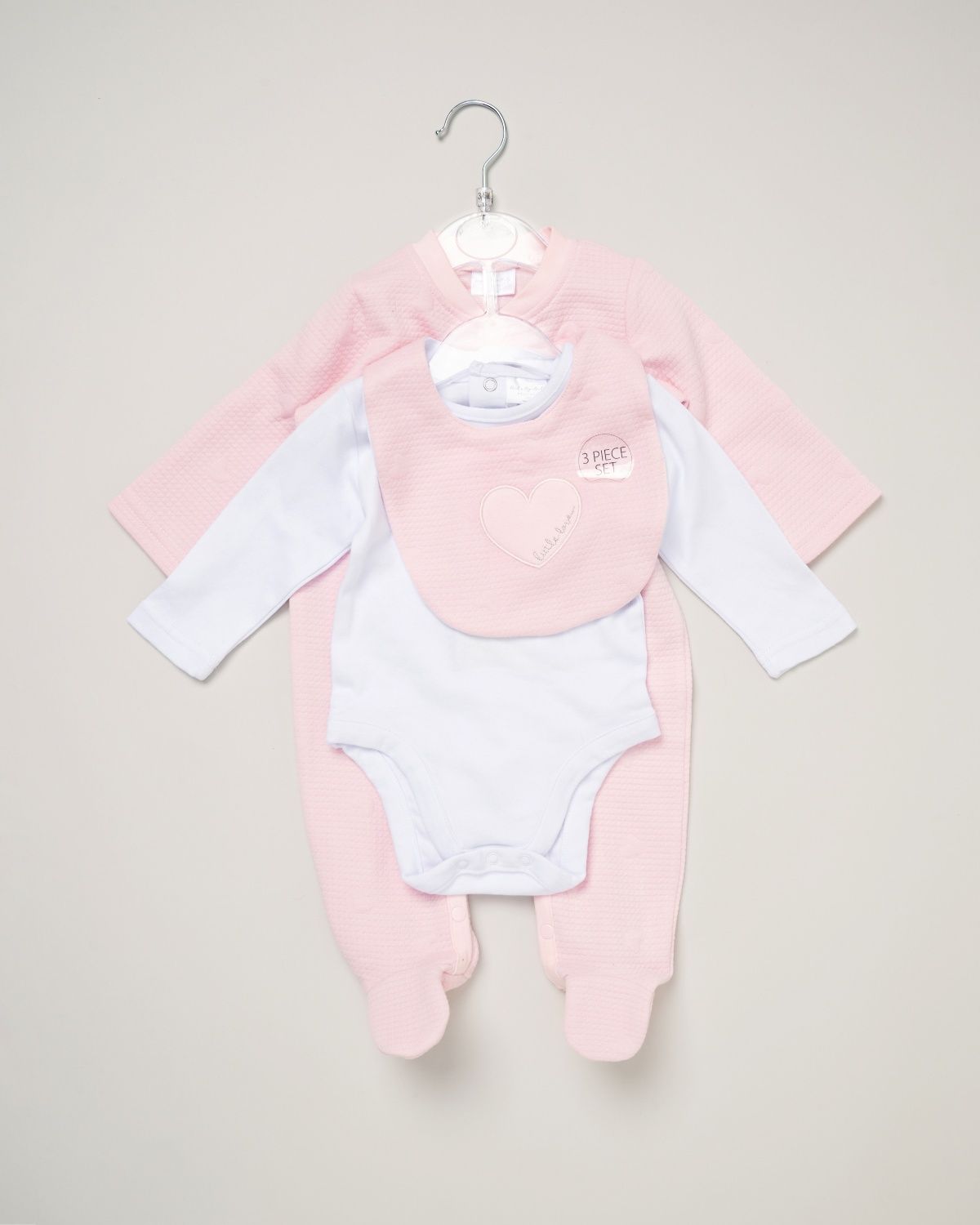 Rock A Bye Baby Baby Girls 3-Piece Dungaree Set E07817 Pink White