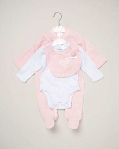 Rock A Bye Baby Baby Girls 3-Piece Dungaree Set E07817 Pink White
