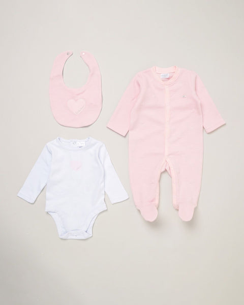 Rock A Bye Baby Baby Girls 3-Piece Dungaree Set E07817 Pink White