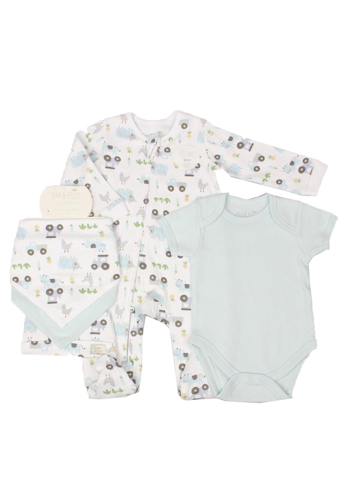 Ela & Ren 5 Piece Layette Set "On the Farm" Blue E13390