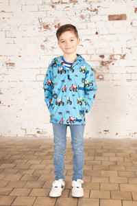 Little Lighthouse Ethan Jacket - Blue Tractor Print
