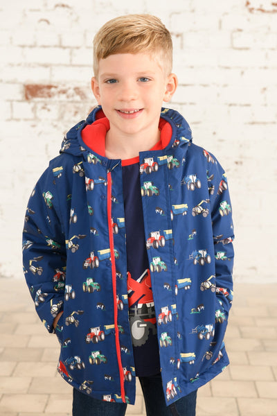Little Lighthouse Finlay Boys Jacket - Navy Blue Tractor