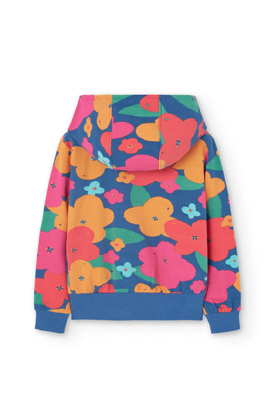 Boboli Girl's Fleece Jacket All Over Floral Print 409193-9439 Blue