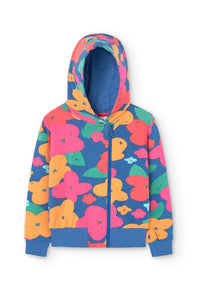 Boboli Girl's Fleece Jacket All Over Floral Print 409193-9439 Blue