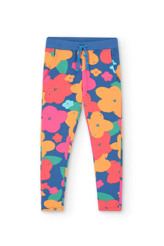 Boboli Girl's Fleece Trousers All Over Floral Print 409070-9439 Blue