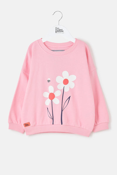 Little Lighthouse Girl's Flora Sweatshirt - Dusky Pink Flowers