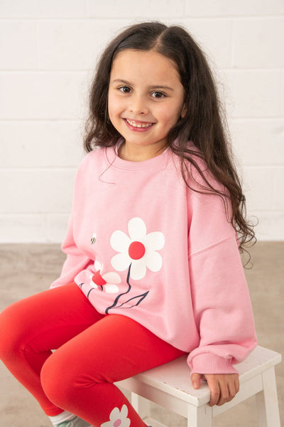 Little Lighthouse Girl's Flora Sweatshirt - Dusky Pink Flowers