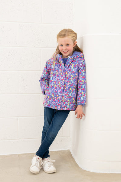 Little Lighthouse Girls  Freya Padded Waterproof Coat Abstract Print