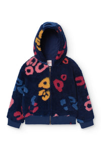 Boboli Girl's Fleece Jacket with Letter Print 429162-9504 Navy