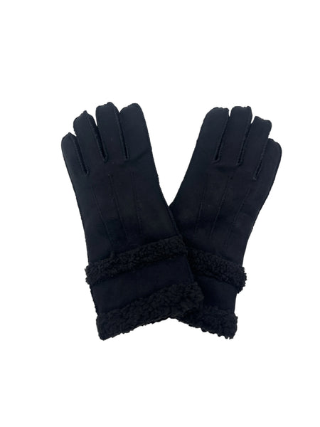 DeMode Ladies Faux Suede Gloves with Faux Sheep Curls GTZ-828-3