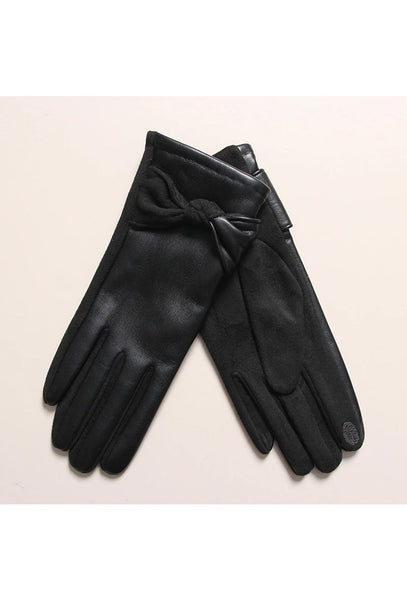 MM Sweet Ladies Faux Leather Gloves with Twisted Bow G-1683