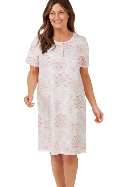 Marlon Ladies Maxine Short Sleeved Jersey Nightshirt Pastel Tiles