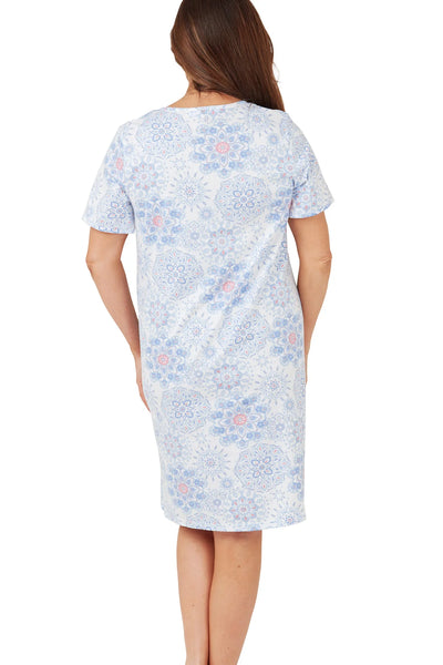 Marlon Ladies Maxine Short Sleeved Jersey Nightshirt Pastel Tiles