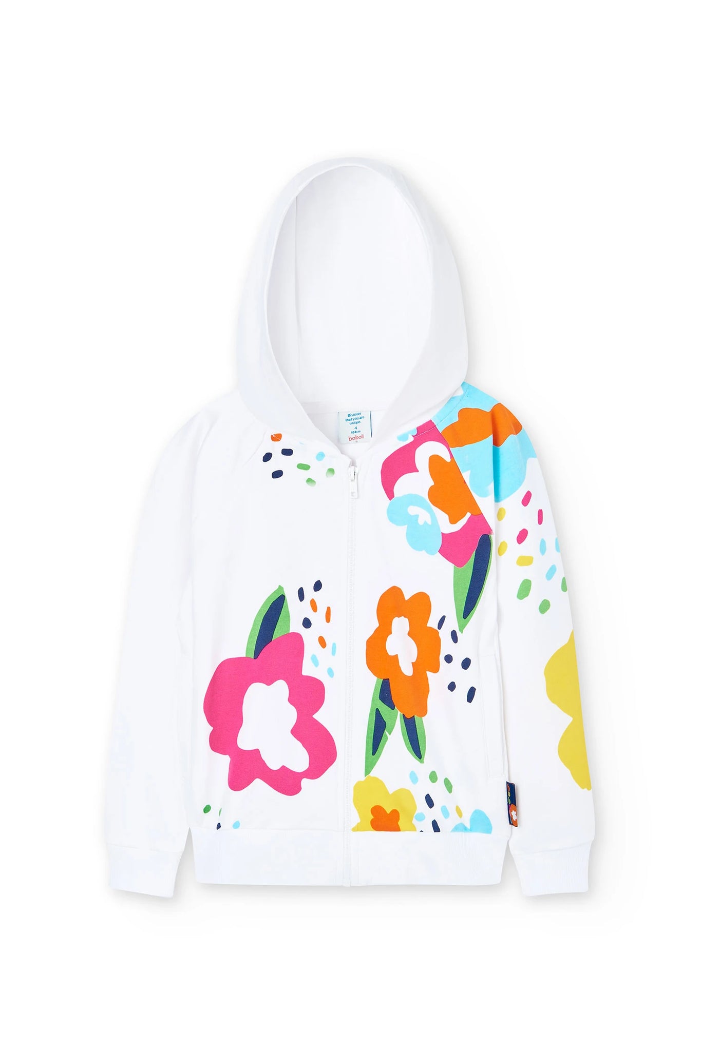 Boboli Girl's plush  white zippy  hoodie 408192