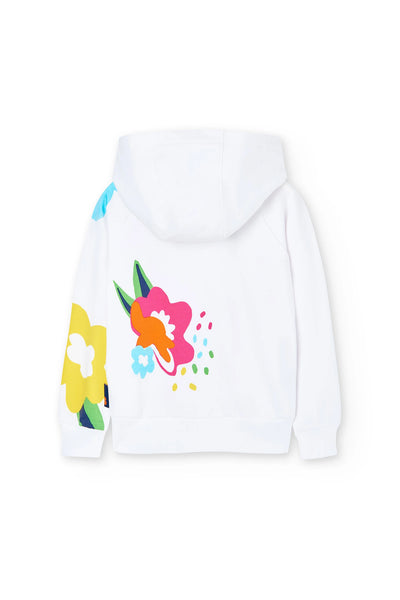 Boboli Girl's plush  white zippy  hoodie 408192