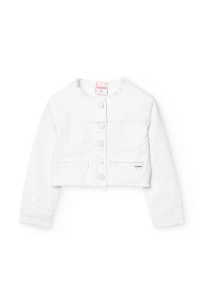 Boboli Girl's Stretch Twill Jacket 491015 White