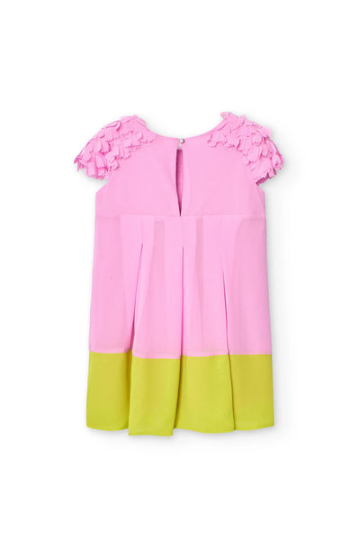 Boboli Girl's two-tone chiffon dress in strawberry colour 728186