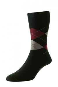 HJ Hall Men's Organic Cotton Comfort Top Socks Argyle Comfort Top - HJ644