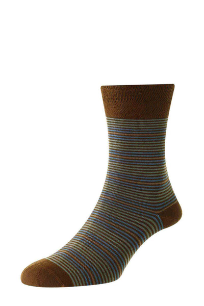 Men's Bamboo Comfort Top Socks HJ647 3 Colour Stripe