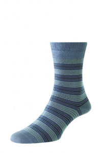 Men's Bamboo Comfort Top Socks HJ647 3 Colour Stripe