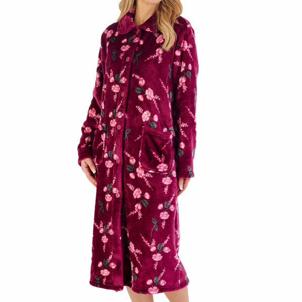 Ladies Slenderella House Coat HC06311 Damson